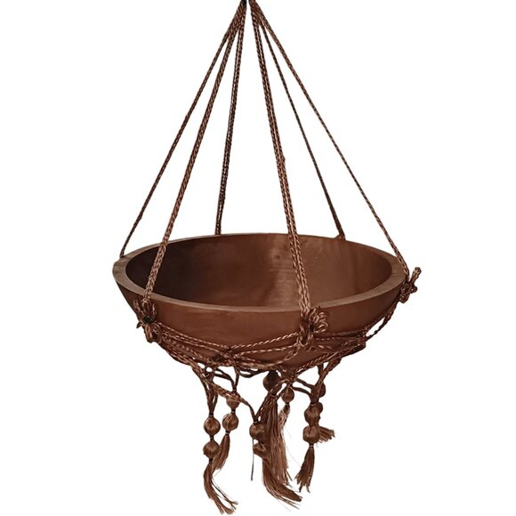 Birch Wood Salad Fruit Bowl The Great Alaskan Bowl Co 10" W/ Jute Hanger - Picture 12 of 12